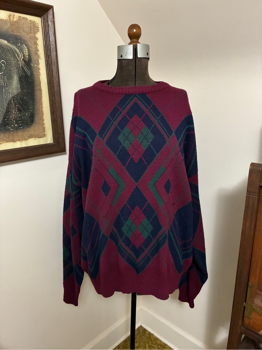 Vintage London Fog Towne Argyle Sweater Made in USA